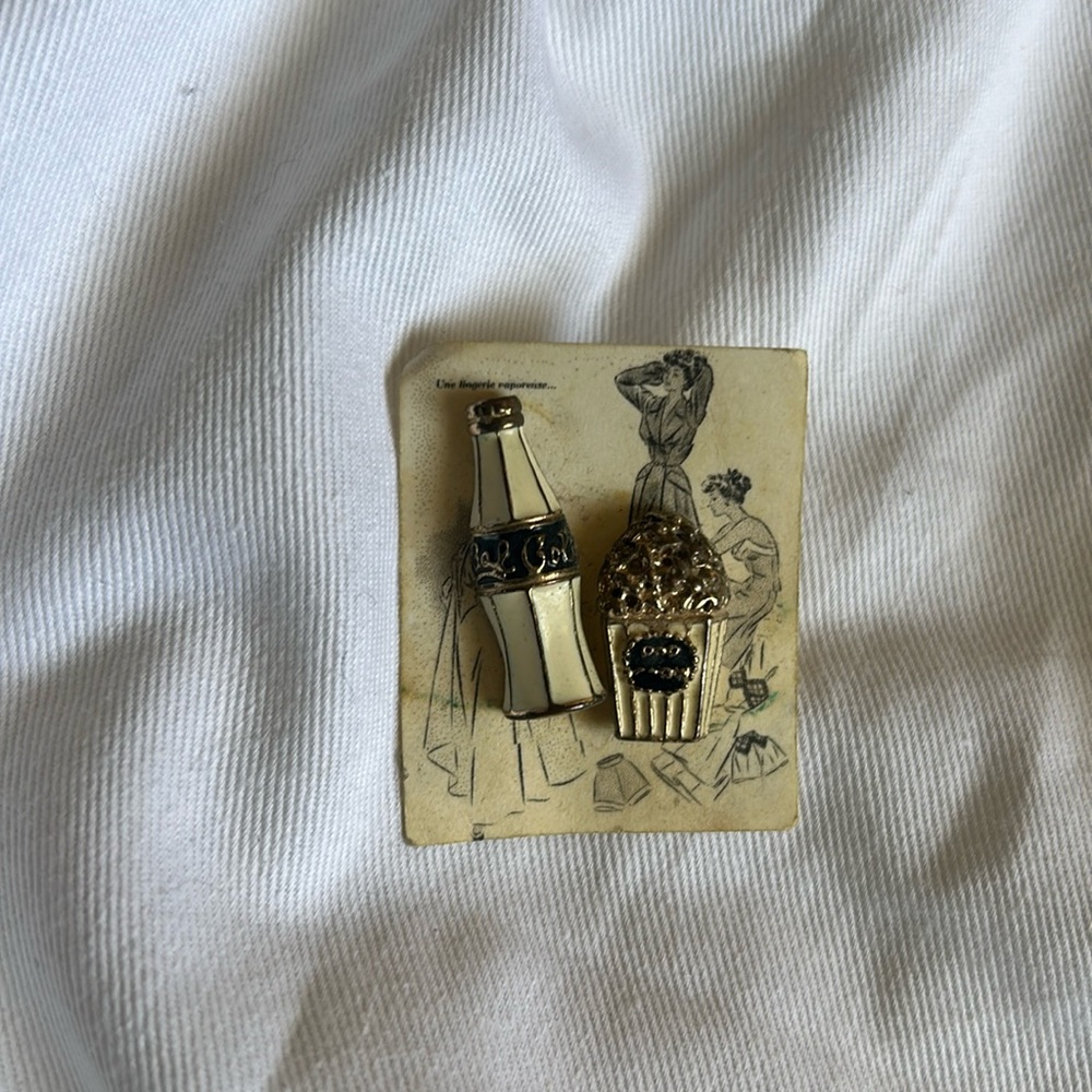 Vintage cola and popcorn post earrings